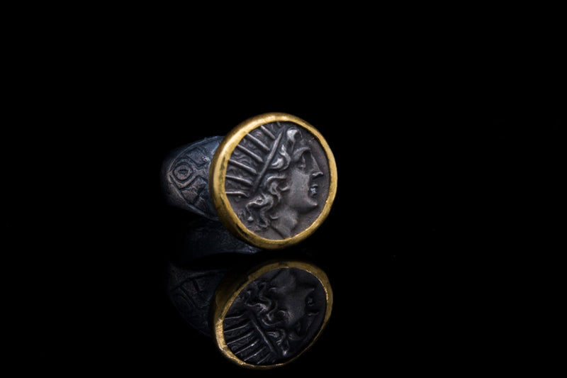 24k Gold And Silver Handmade Ring Featuring Helios