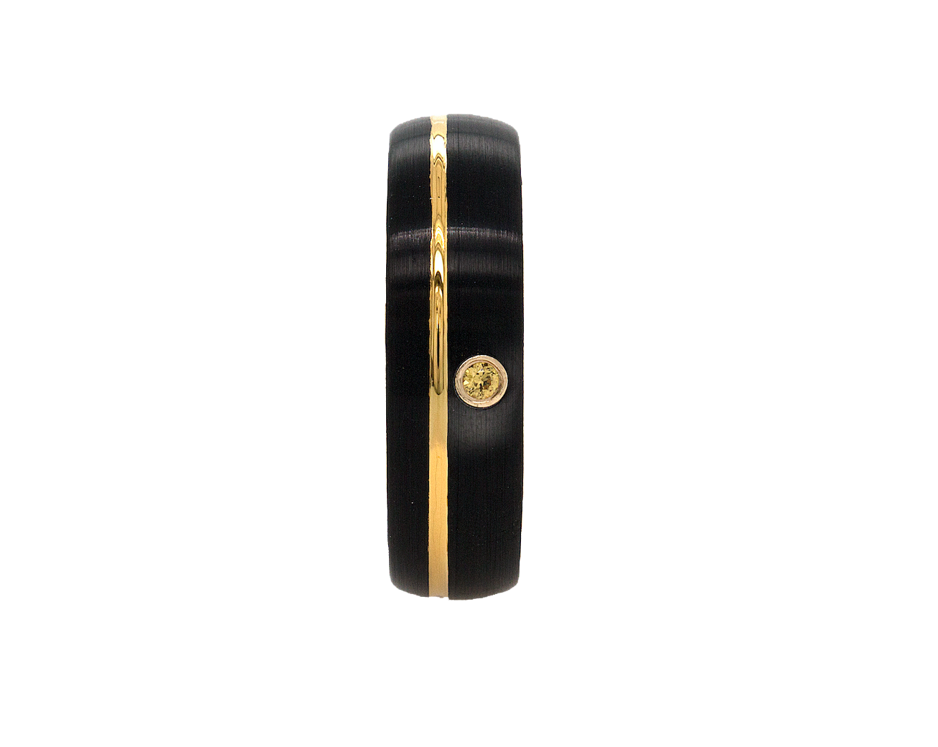 ring, ring on white background, black ring, brushed black ring, yellow gold ring, yellow gold plated ring, citrine ring, gemstone ring, ring with gemstone, 7mm ring, wedding band, mens wedding band, women's wedding band