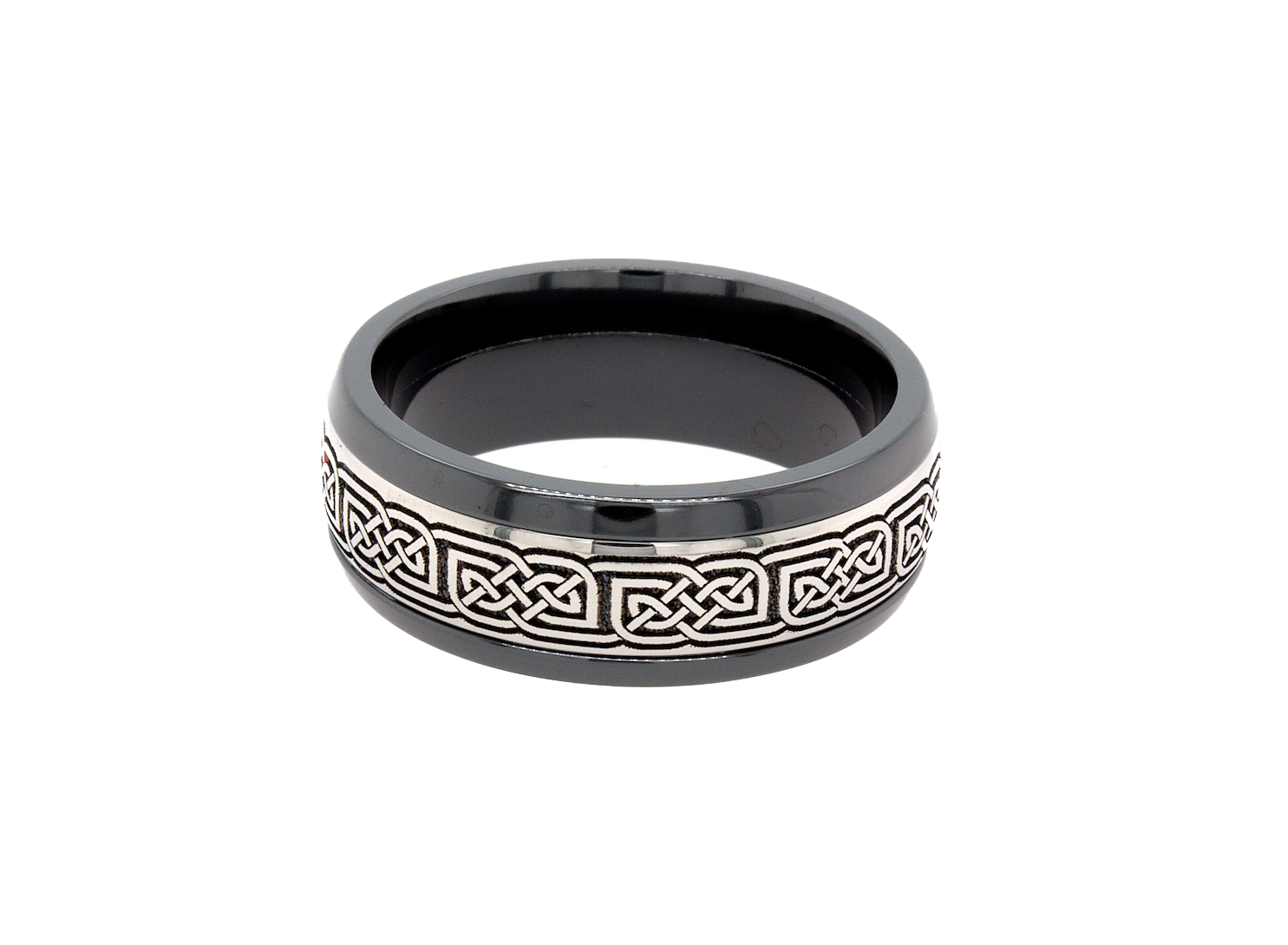ring, black ring, zirconium ring, black zirconium, celtic knot, celtic knot ring, wedding band, mens wedding band, women's wedding band