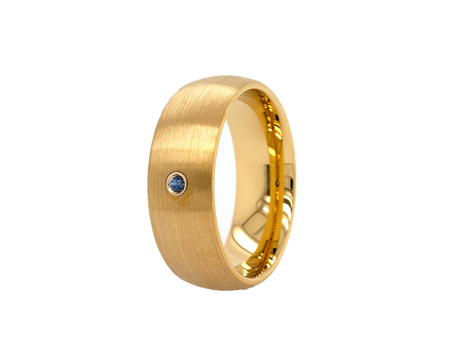 ring, ring with white background, yellow gold plated ring, ring with sapphire, sapphire wedding band, wedding band, mens wedding band, women's wedding band, custom ring, custom wedding band, mens rings, women's rings
