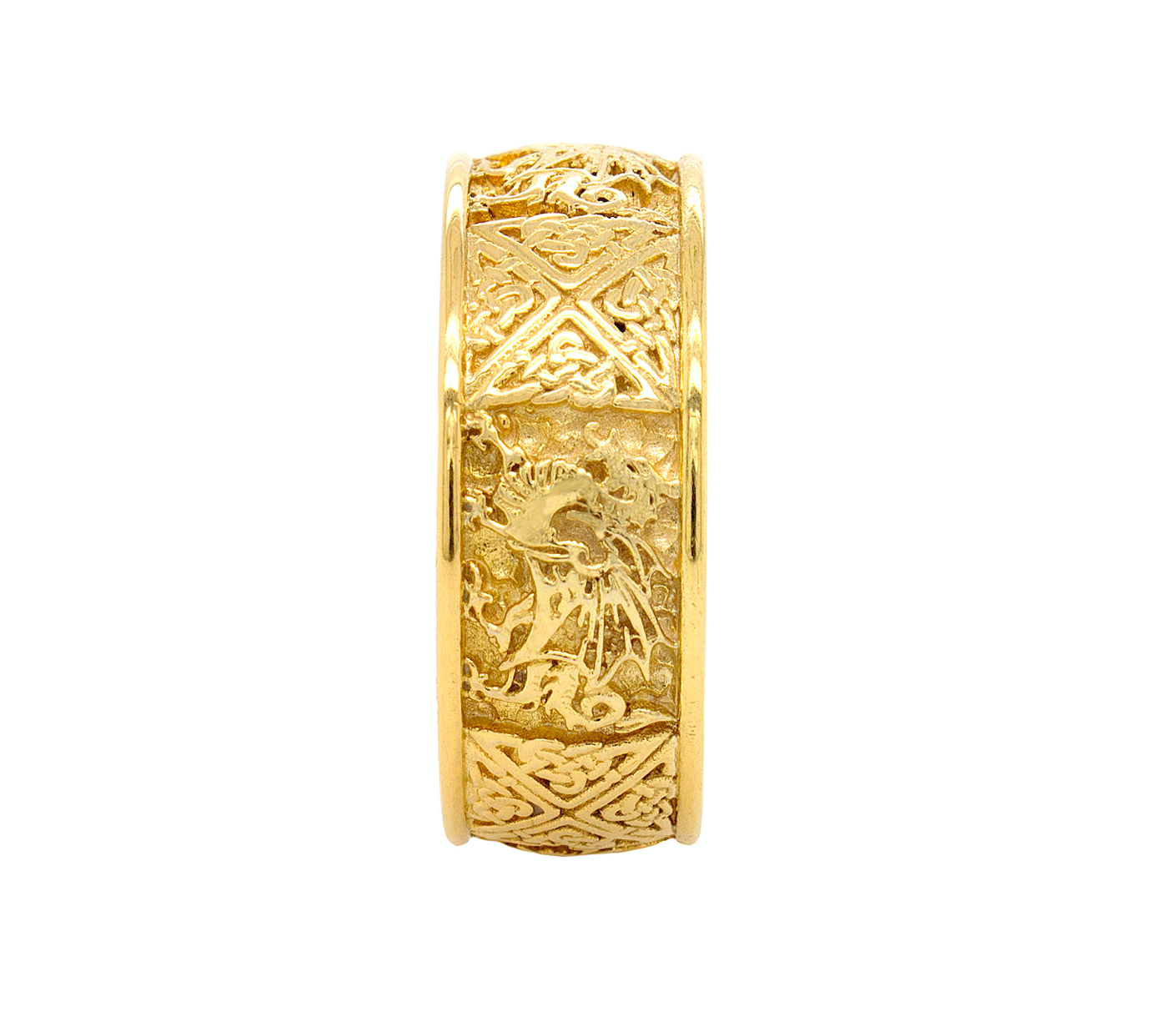 ring, ring on white background, gold ring, yellow gold ring, mens ring, women's ring, wedding band, solid gold ring, yellow gold ring, 8mm ring, engraved ring, custom gold ring, celtic ring, nordic ring, celtic knot ring, celtic dragon ring, dragon ring