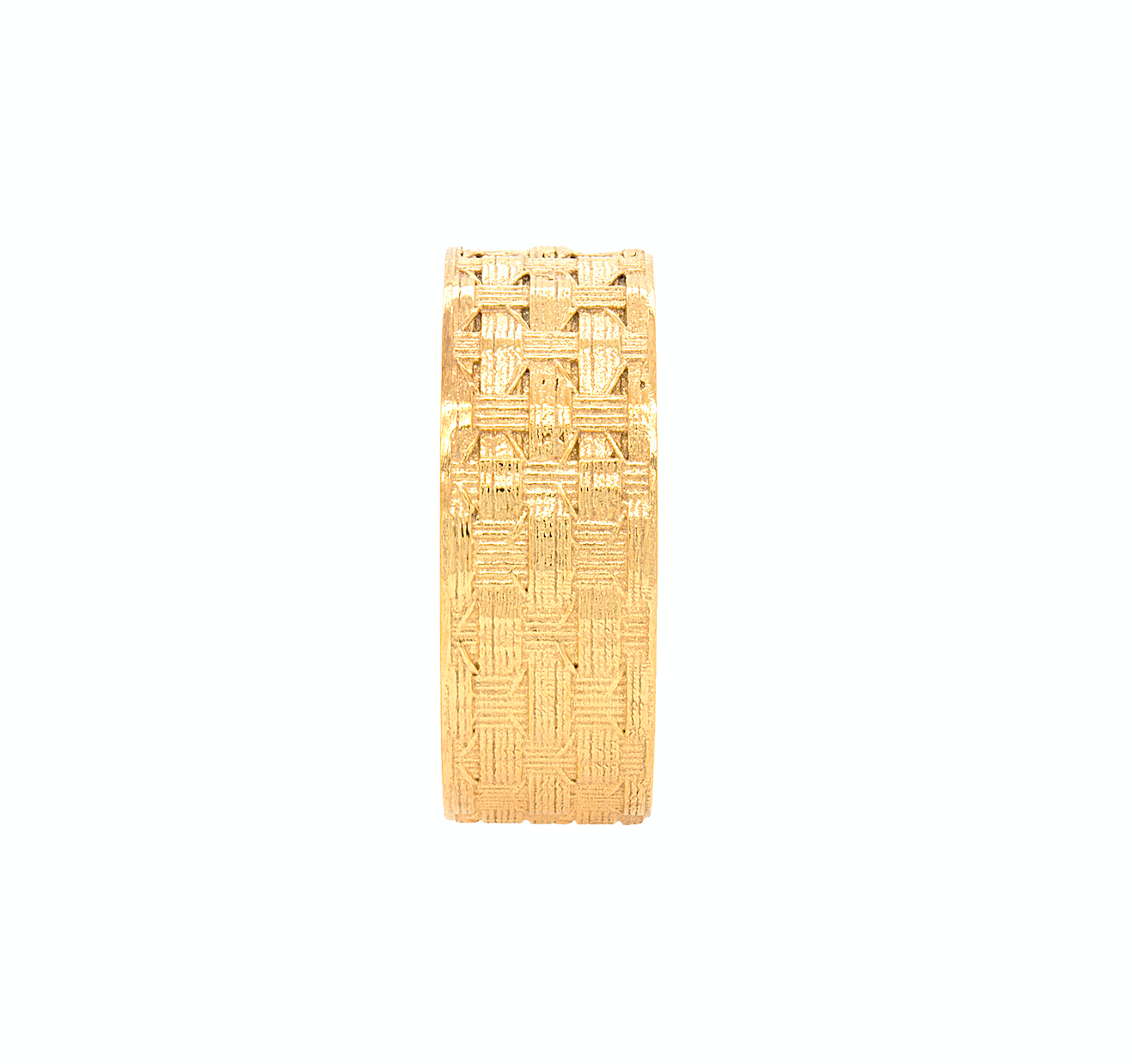 ring, ring on white background, solid gold ring, gold wedding band, solid gold ring, mesh ring, 8mm ring, flat shaped ring, custom ring, mens ring, women's ring, wedding band