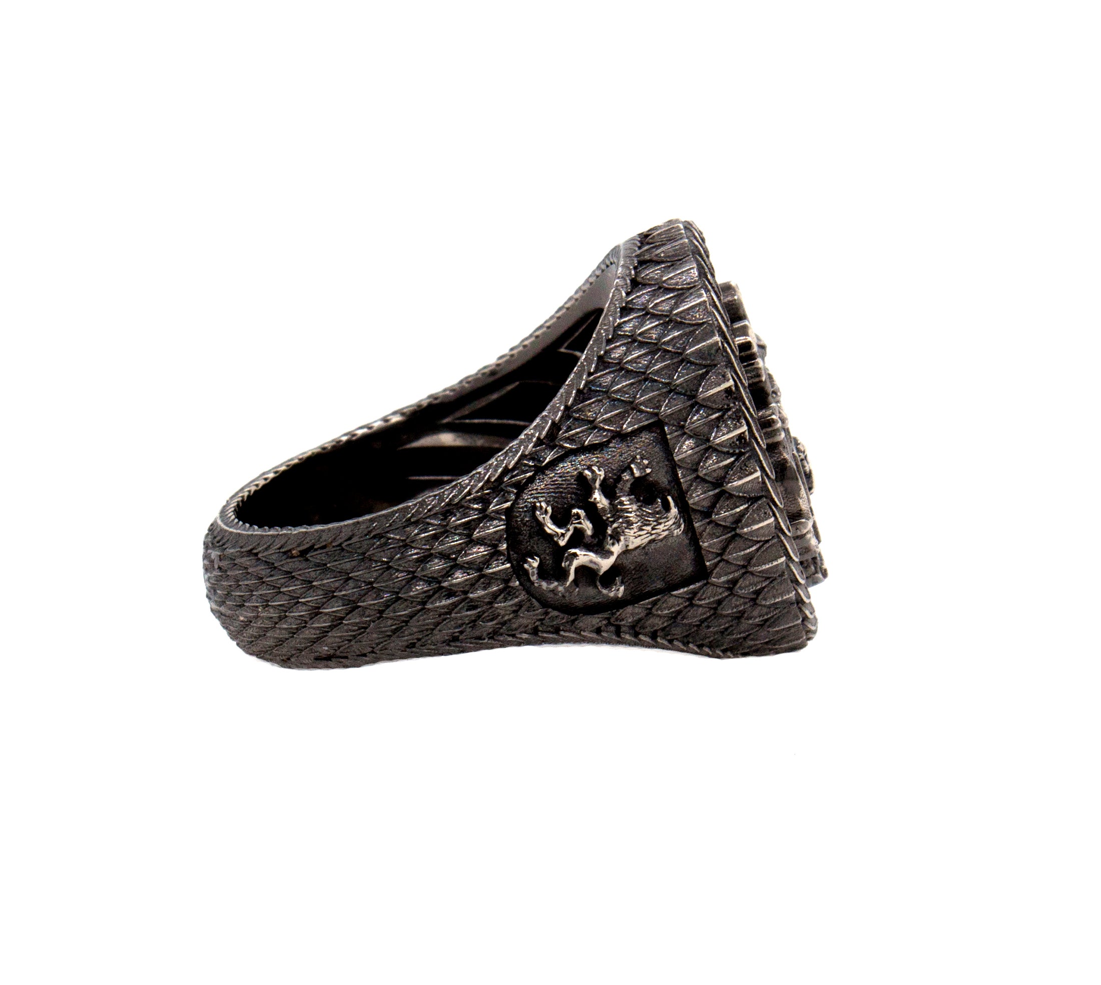 White Gold Signet Ring with Antique Finish