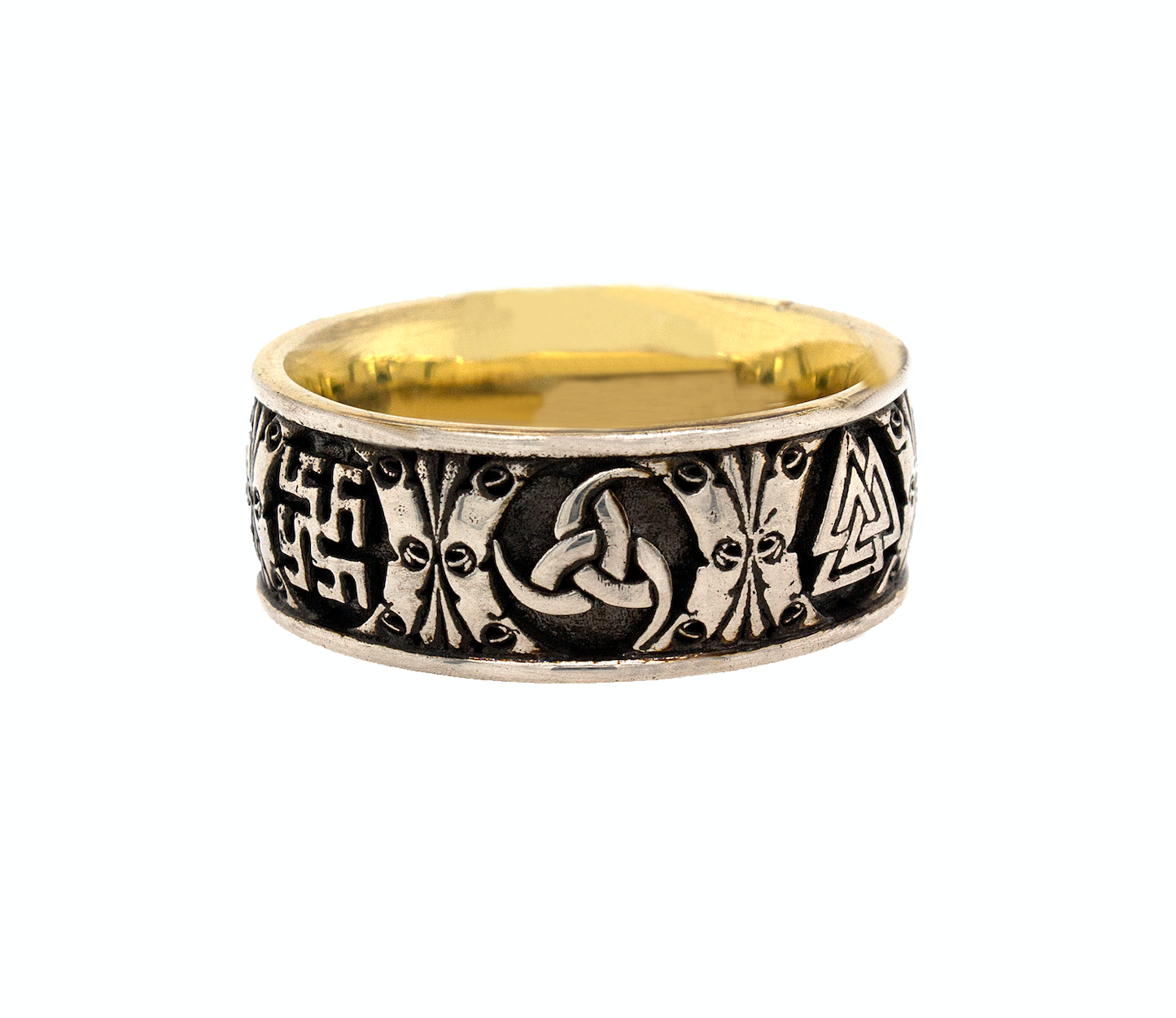 ring, ring on white background, mens ring, women's background, yellow gold plated ring, silver ring, sterling silver ring, viking engraving, engraved ring, viking ring, mens ring, women's rings, viking symbols, 8mm ring