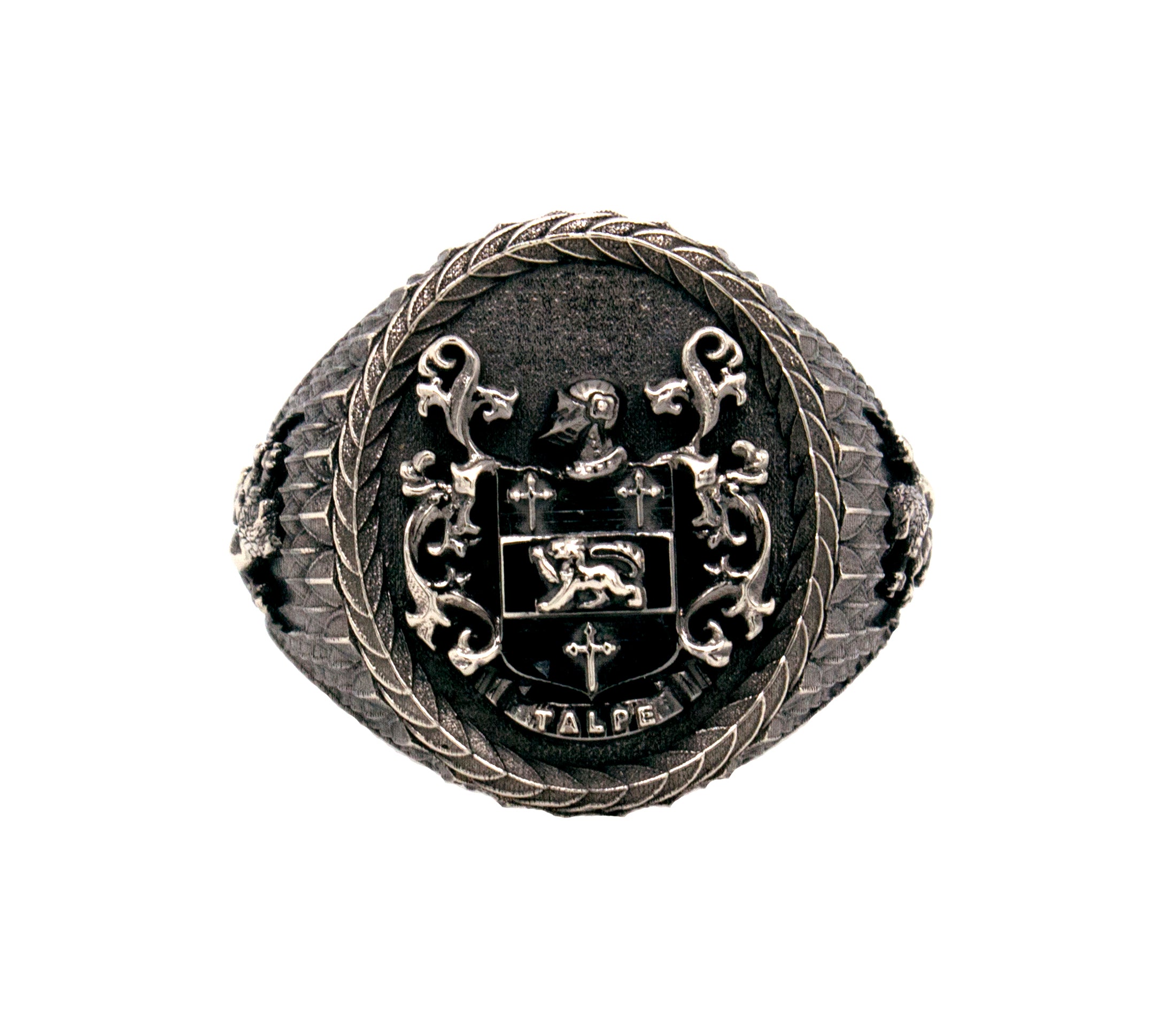 White Gold Signet Ring with Antique Finish