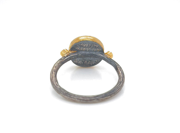 24k Gold and Silver Handmade Ring Featuring Athena with Diamonds