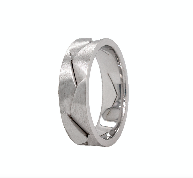 ring, ring on white, 8mm ring, white gold ring, solid gold ring, 3d ring, textured ring, cracked ring, geometric ring, mens ring, womens ring, modern ring