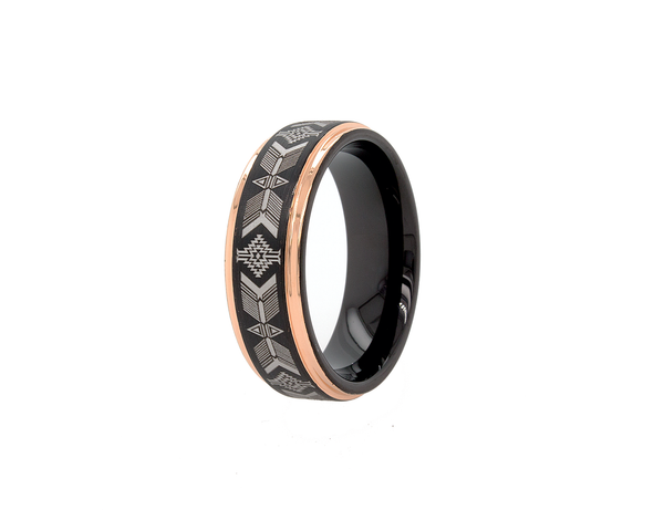 black ring, black tungsten ring, wedding band, mens wedding band, rose gold plated ring