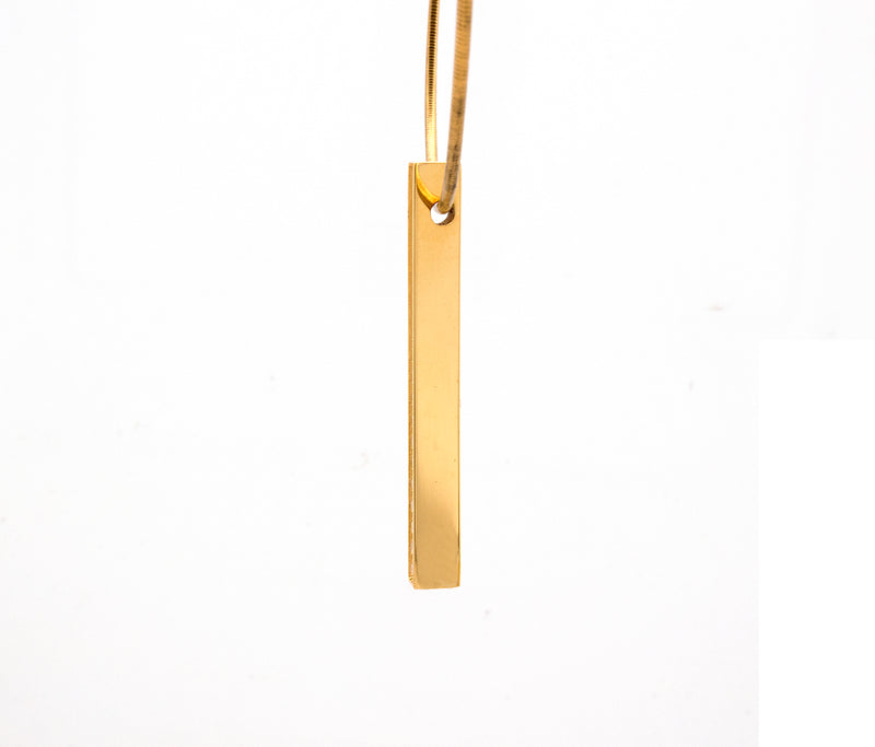 yellow gold pendant, pendant, necklace, yellow gold plated necklace, bar necklace, vertical bar necklace, coil chain, yellow gold plated necklace, alternative diamond necklace, modern necklace, unisex necklace