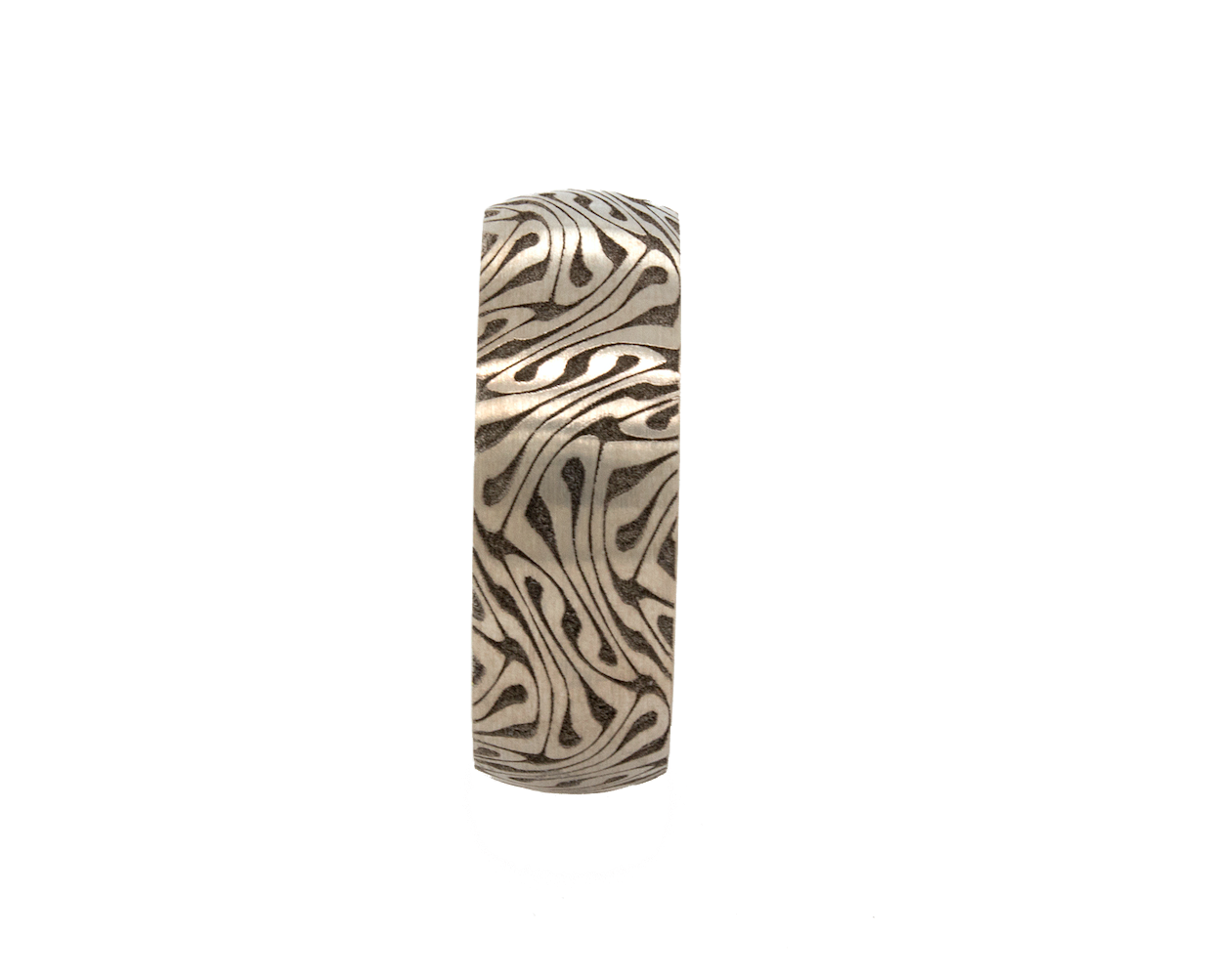 ring, ring with white background, white gold ring, solid gold ring, swirly pattern ring, 14k gold, Damascus steel pattern, wedding band, mens wedding band, women's wedding band