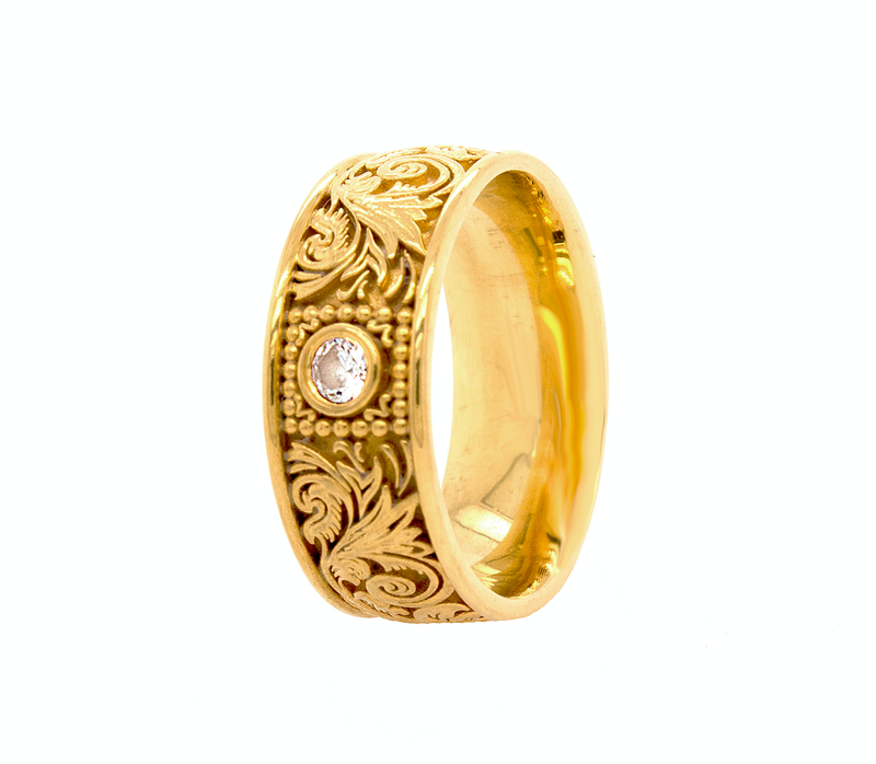 Simple round gold ring with engraved “bebi” word on Craiyon