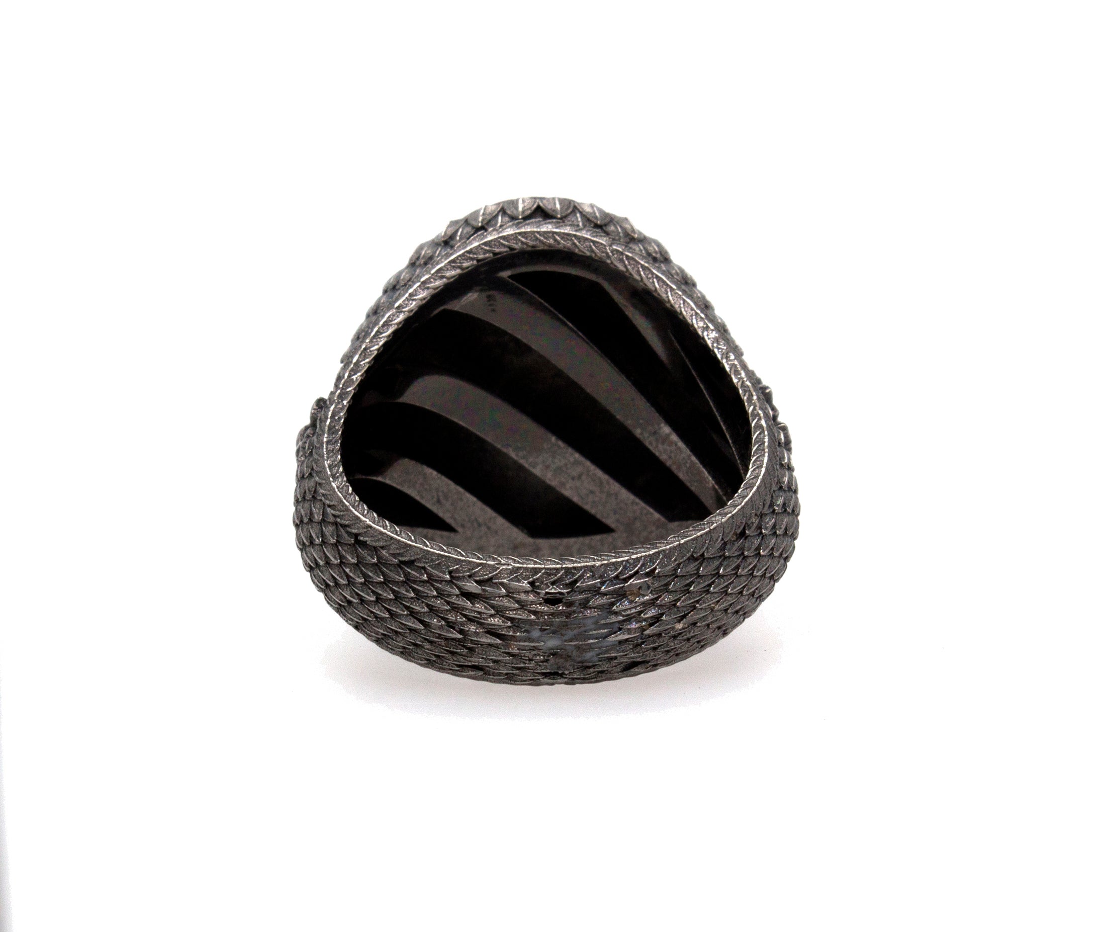 White Gold Signet Ring with Antique Finish