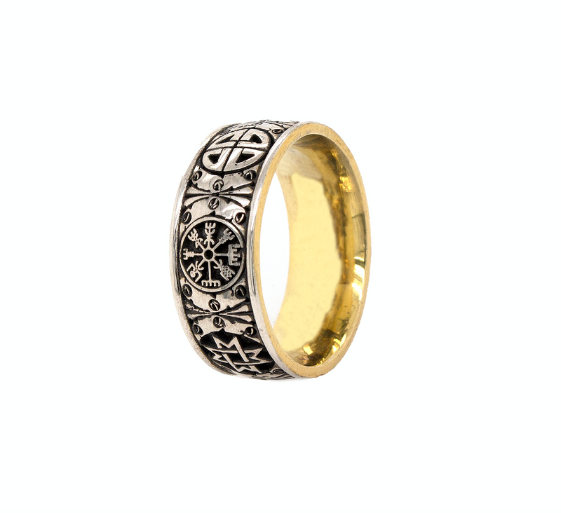 ring, ring on white background, mens ring, women's background, yellow gold plated ring, silver ring, sterling silver ring, viking engraving, engraved ring, viking ring, mens ring, women's rings, viking symbols, 8mm ring